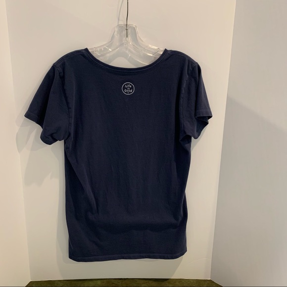 Life Is Good classic fit tee, size medium, color navy blue, V-neck, 100% cotton - Picture 5 of 7